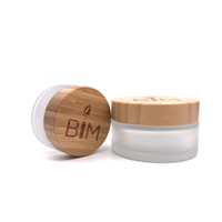 Pots en verre rond givré écologiques de 5g à 200g pour soins de la peau et crèmes pour les yeux avec couvercle en bambou, couleurs personnalisables, logo imprimé à l'écran