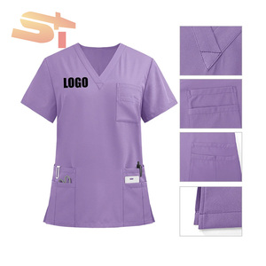 SIKE alta qualità chirurgico Scrub <span class=keywords><strong>uniforme</strong></span> elegante alla moda Medical Top traspirante Denim ospedale infermieristico - Product Image 6