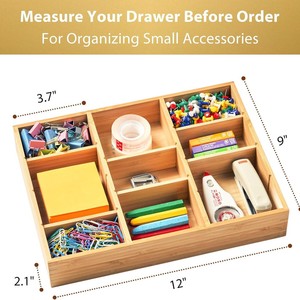Office Organizer Wooden <b>Drawer</b> <b>Storage</b> <b>Box</b> With Compartments For Desktop Stationery And Miscellaneous Items - Product Image 4