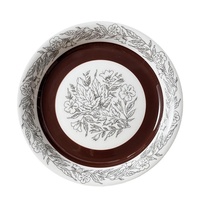 Assiette à dessert vintage finlandaise en grès céramique, motif floral rétro de niche, luxe léger, passe au micro-ondes, motif végétal sous glaçure