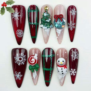 Venta al por mayor nuevo estilo de prensa de Navidad en los juegos de <span class=keywords><strong>uñas</strong></span> de acrílico artificial para la Navidad - Product Image 4