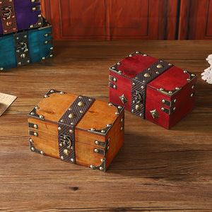 Caja del Tesoro de madera vintage, accesorios de tiro antiguos, almacenamiento de escritorio colorido con plástico PP para búsqueda de habitación secreta, almacenamiento de alimentos - Product Image 5