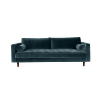 Canapé chaise longue moderne de style américain en tissu velours, trois places, structure en bois de bouleau massif, rembourrage en éponge, mobilier de maison compact