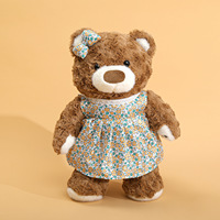 Ours en peluche habillé, jouets en peluche doux, salopette en velours côtelé, t-shirt à pois, animaux en peluche câlins, cadeau d'anniversaire pour enfants et filles, vente en gros
