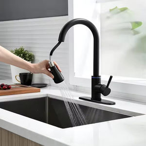 وصل حديثًا حوض أسود غير لامع-صنبور مطبخ من الفولاذ المقاوم للصدأ قابل للسحب بمستشعر لمس LED-حوض نهائي ناعم للفنادق - Product Image 6