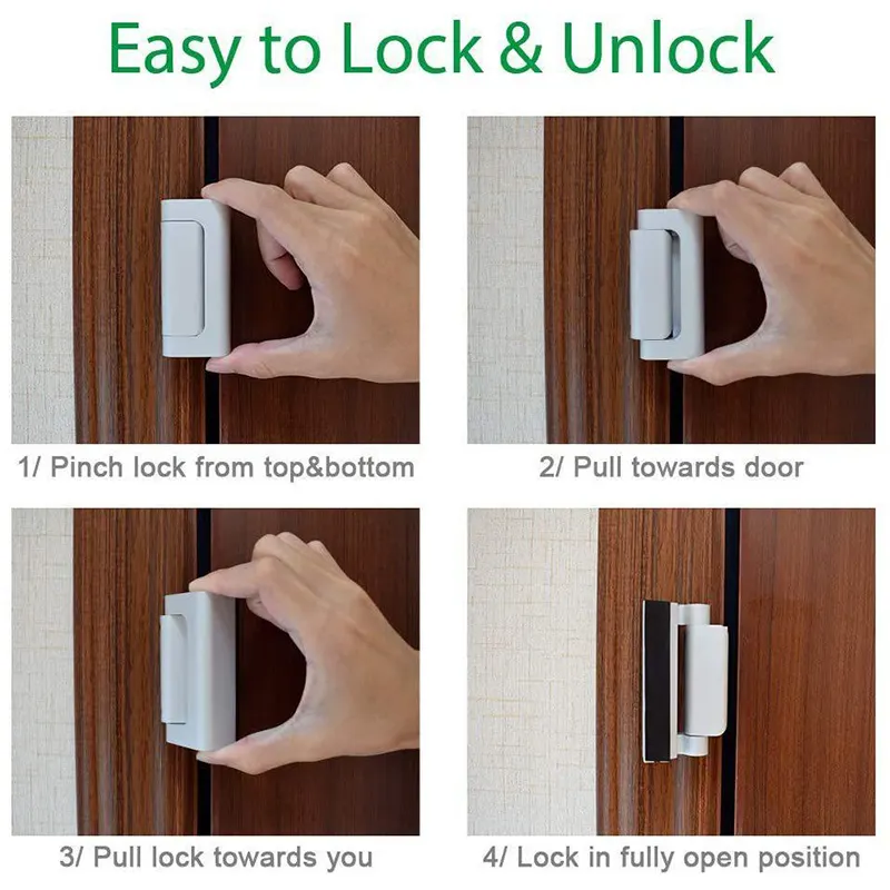 Home Security Inward Swinging Door Lock Child Proof Reinforcer Anti-Theft Privacy Aluminum Alloy Reinforcement Door Latch Lock