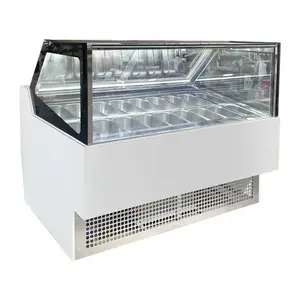 Harga pabrik warna hitam 16 nampan Italia es krim display freezer/es krim display kulkas/es krim freezer display