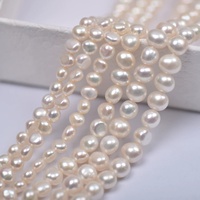 Perles d'eau douce irrégulières de qualité AAA de 5-6 mm, blanches, naturelles, baroques, en vrac, avec trou percé droit