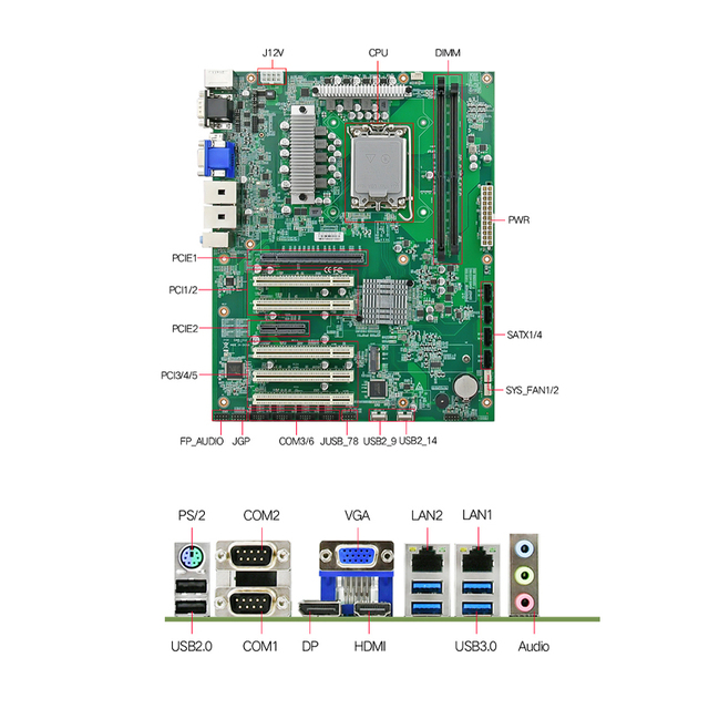 ATX Industrial Motherboard Intel LGA1700 H610 12/13 Gen Double Channel 5 PCI 1 PCIe X4 Slots 64GB DDR4 SATA Desktop New