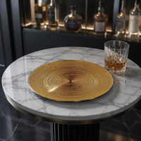 Assiette de service en verre cristal sans plomb, peinte à la main, ronde, écologique, bord doré de luxe, pour fêtes et dîners, Kalys K603