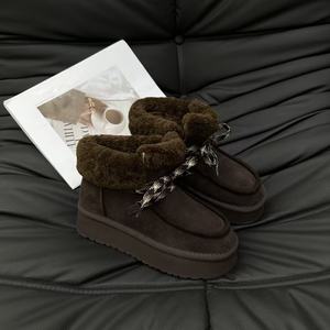 Botas de Nieve para Mujer, Clásicas de Invierno, con Cordones, Estilo Panadero, Botas Casuales que Aumentan la Estatura, Zapatos de Algodón - Product Image 3