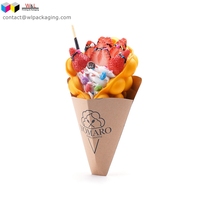 Boîte en papier biodégradable pour gaufres et crêpes, personnalisable avec logo et dimensions, en matériau alimentaire 100% jetable