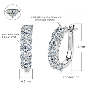 <span class=keywords><strong>Orecchini</strong></span> da Donna in <span class=keywords><strong>Argento</strong></span> <span class=keywords><strong>Sterling</strong></span> 925 con Moissanite da 2,76 ct Taglio Brillante Rotondo Colore D Purezza VVS1 Diamante Creato in Laboratorio - Product Image 3