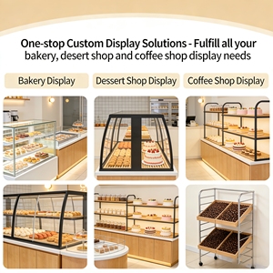 Vitrine de <span class=keywords><strong>boulangerie</strong></span> moderne avec verre trempé pour une visibilité claire, structure en fer robuste, options en bois écologiques, ambiance chaleureuse - Product Image 6