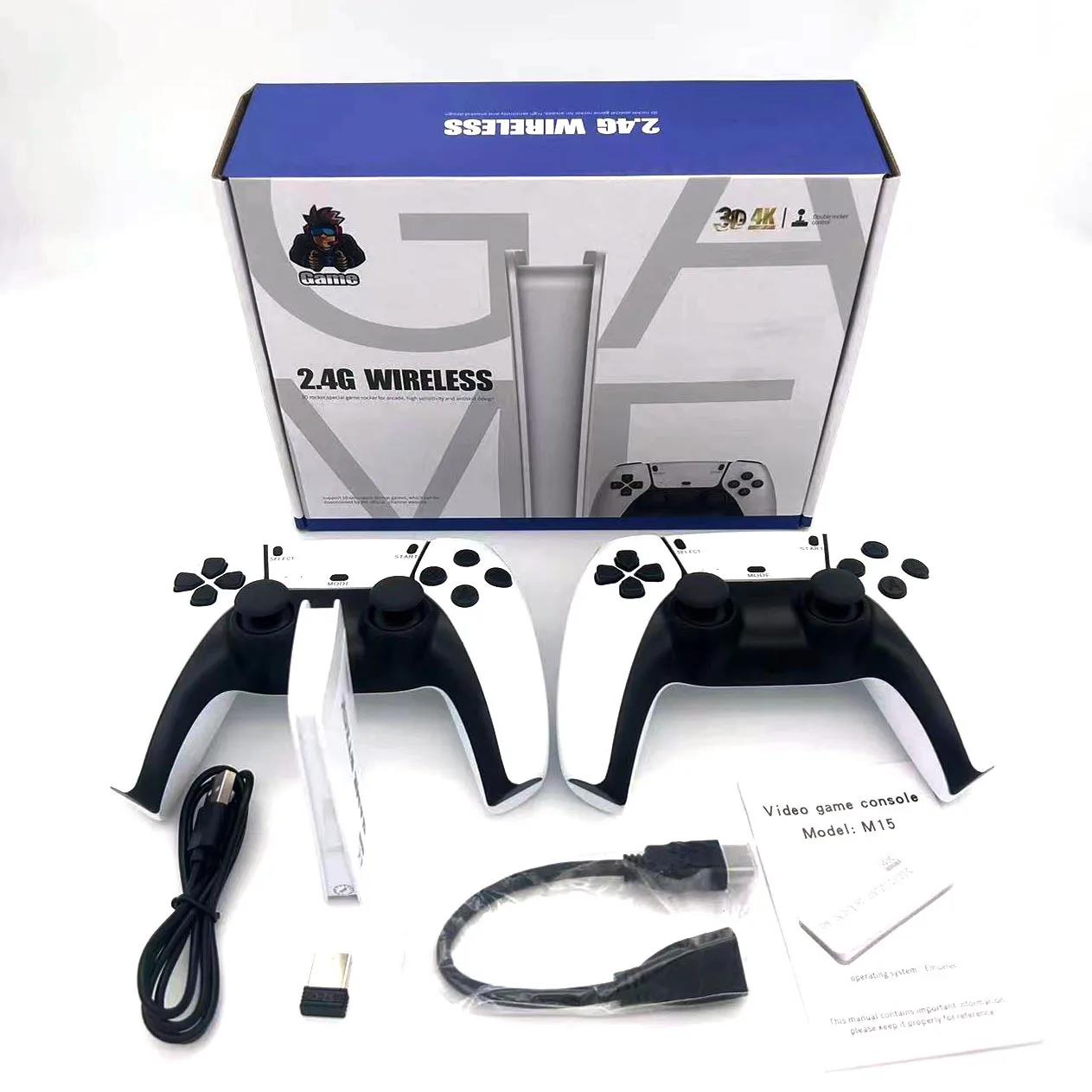 M15 4K Game Stick Mini Video Games Consoles Retro Handheld 20000 Games Player HD Video Game Stick 2.4G Double Wireless Controlle