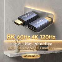 8K 60Hz 4K 120Hz HDTV Dummy Plug Male to Female Aluminium Alloy Virtual Display Adapter EDID Display Emulator Headless Ghost