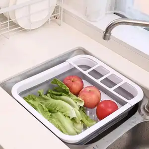可折叠节省空间餐具储物塑料硅胶厨房储物托盘餐具排水篮