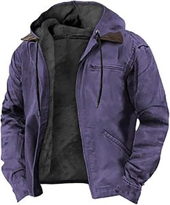 Giacca Imbottita <span class=keywords><strong>con</strong></span> Cappuccio per Uomo, Tinta Unita, Foderata in Pile, <span class=keywords><strong>Cappotto</strong></span> Casual da Lavoro <span class=keywords><strong>con</strong></span> Tasche <span class=keywords><strong>con</strong></span> Zip, Giacca Invernale Termica - Product Image 5