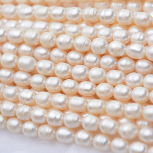 สร้อยคอมุกน้ำจืดสีชมพูอ่อน ขนาด 8-9 มม. คุณภาพดี รูปทรงข้าวสาร สำหรับงาน DIY แบบกึ่งสำเร็จรูป ขายส่ง - Product Image 4