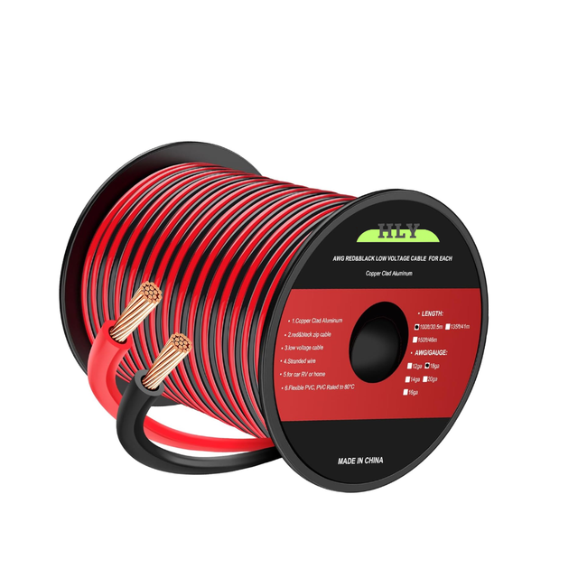 Electrical Wire Cable 2 Conductors Red Black Cable Hookup LED Lighting Strips Flexible Wire Extension Cord 18 Gauge Copper Clad
