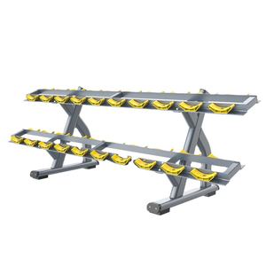 Support à haltères à deux niveaux en acier de qualité commerciale pour salle de sport, rangement organisé pour plusieurs paires d'haltères - Product Image 1