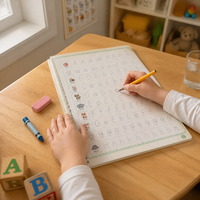 Cahier d'exercices réutilisable et personnalisé pour enfants, durable, écologique, avec rainures pour la pratique de l'écriture manuscrite, pour les enfants d'âge préscolaire