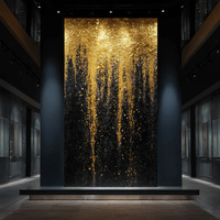 Elegantes Smaragdgrünes und Goldenes Abstraktes Ölgemälde Luxuriöse Marmor-Textur Wandkunst für Büro-Lobby