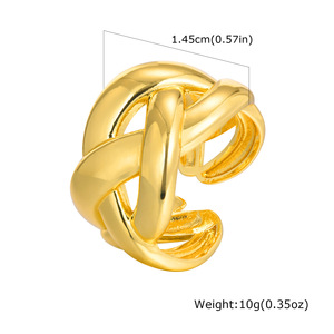 Bague Ouverte Femme Cuivre Brillant Tissé Or - Product Image 6