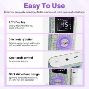 45000RPM Rechargeable <b>Nail</b> Drill Machine for <b>Nails</b> Electric File Professional HD Display Metal Manicure Pen <b>Nail</b> Lathe Sander - Product Image 3