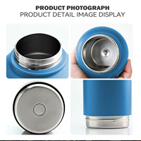Bouteille d'eau pour animaux de compagnie avec logo personnalisé, 2 bols amovibles, 3 en 1, en acier inoxydable, isolée sous vide, distributeur d'eau de voyage, flacon isotherme 24h, pour l'extérieur