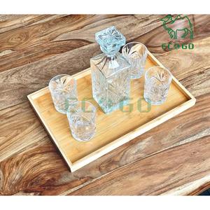 Bandeja de bambú para servir con asa Bandeja decorativa para desayuno y cena Bandejas de madera para servir - Product Image 2