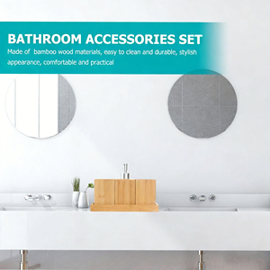 कस्टम बांस बाथरूम के सामान को टूथब्रश धारक और पुनः प्रयोज्य शैम्पू की बोतल, वाशिंग कप - Product Image 2