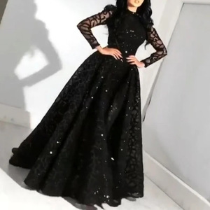 Vestido de Gala Largo para Mujer, Estilo Europeo/Americano, con Mangas Largas, Diamantes, Elegante, Ilusión de Transparencia, <span class=keywords><strong>Formal</strong></span>, de Secado Rápido - Product Image 6