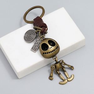 European and American Retro Halloween Skeleton <b>Keychain</b> Metal Pendant Cowhide <b>Keychain</b> <b>Personalized</b> Weaving Creative <b>Keychain</b> - Product Image 5