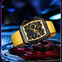 Montre chronographe sport carrée SMAEL 8109, nouveau design analogique-numérique, lumineuse, résistante à l'eau, avec chronomètre.