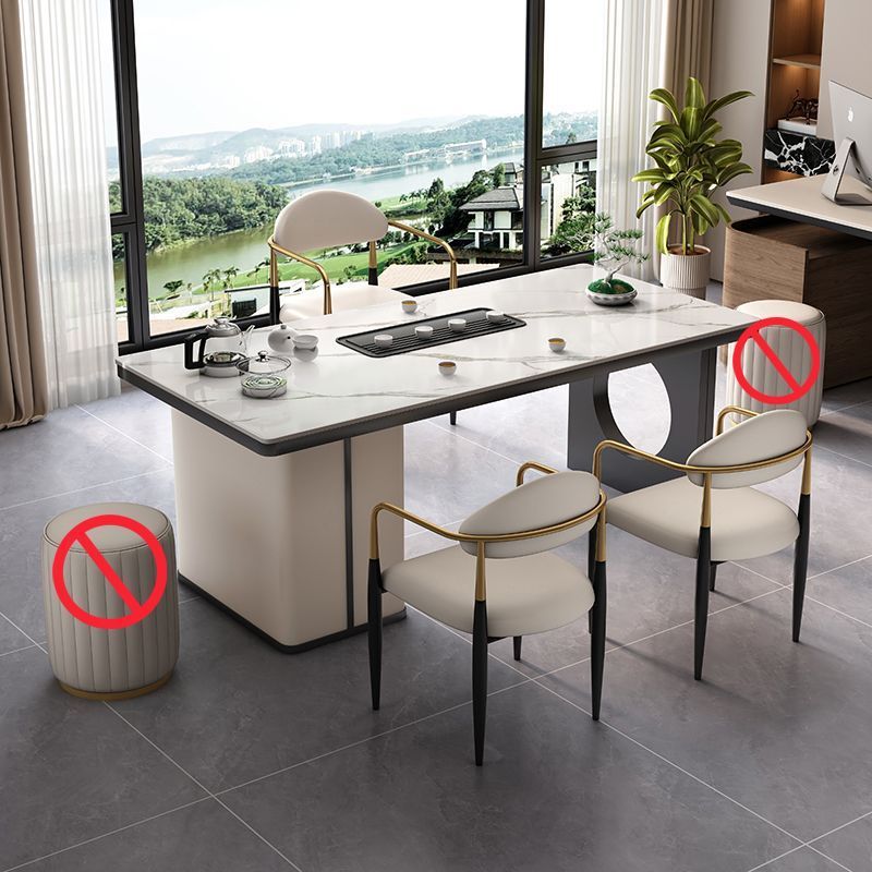 Slab tea table and 3 light luxury chairs