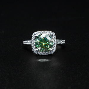 S925 스털링 실버 모이사나이트 프린세스 스퀘어 플래티넘 다이아몬드 시뮬레이션 반지 약혼 웨딩 반지 - Product Image 4