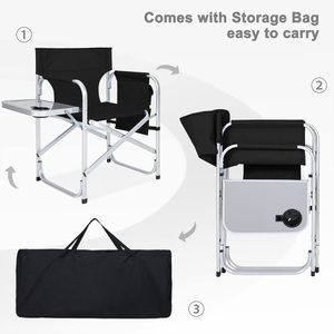 Wholesale Factory Custom Logo Collapsible Portable <strong>Foldable</strong> Outdoor Camping Beach Travel Picnic Director <strong>Chair</strong> with Side <strong>Table</strong> - Product Image 3