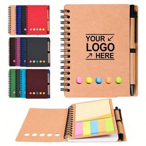Cuaderno de Papel Kraft Ecológico con Logotipo Impreso al por Mayor, Cuaderno con Notas Adhesivas y Bolígrafo, Material Escolar - Product Image 1