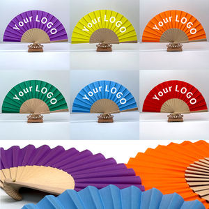 Abanico de Mano Plegable de Seda de Bambú con Logotipo Personalizado a Bajo Precio para Hombres/Mujeres, Decoración para Fiestas de Música y Baile, Regalo - Product Image 4