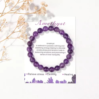 Bracelets en pierres précieuses naturelles 8 mm, style bohème tendance, pour l'harmonie des âmes jumelles et des meilleures amies, perles extensibles, robustes et durables, cadeau pour femmes et hommes, avec carte cadeau
