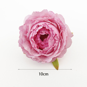Flor artificial con cabeza de rosas claras al por mayor para boda o decoración del hogar DIY
