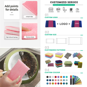 2 unidades/tarjeta Esponjas de limpieza de doble cara multicolor, resistentes a arañazos, de larga duración y fuerte poder de limpieza - Product Image 6