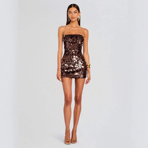 <span class=keywords><strong>Robe</strong></span> Mini Nina 2026 Automne Femme Sans Bretelles Simple Dos Nu Moulante Taille Empire Paillettes Métalliques Écologique pour <span class=keywords><strong>Cocktail</strong></span> - Product Image 2