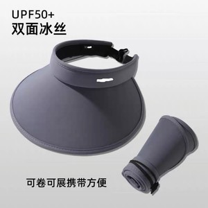 Sombrero de sol de seda helada de doble cara UPF50+ de ala ancha para mujer, protección UV para exteriores, visera plegable y portátil - Product Image 1