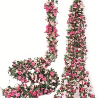 Guirlandes de roses artificielles 45 têtes, fleurs en soie, 245 cm, pour décoration suspendue de mariage, plafond, mur, maison, fête, événement
