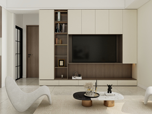 Mobile <span class=keywords><strong>TV</strong></span> Moderno in Legno con Ampie Mensole, Design Robusto da Parete, Finitura Eco-Friendly, Adatto per <span class=keywords><strong>TV</strong></span> a Schermo Piatto da 55/<span class=keywords><strong>59</strong></span> <span class=keywords><strong>Pollici</strong></span> - Product Image 3