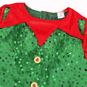 Disfraz de Elfo Verde Navideño <span class=keywords><strong>para</strong></span> Niñas <span class=keywords><strong>Trajes</strong></span> de Cosplay <span class=keywords><strong>para</strong></span> <span class=keywords><strong>Fiestas</strong></span> y Actuaciones Infantiles Inspirado en TV y Películas - Product Image 4