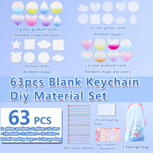 63-Piece Set kartu akrilik DIY gantungan kunci kreatif gradien pesona Glitter UV dicetak gantungan kunci berbentuk hati kustomisasi - Product Image 2