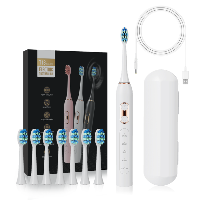 Factory Wholesale Smart Sonic Electric Toothbrush 5 Modes Rechargeable IPX7 Waterproof Travel Case for Adults